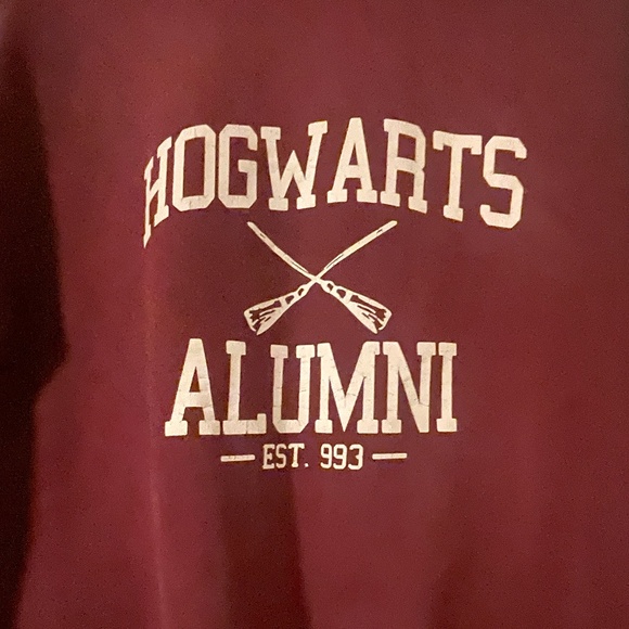 Hogwarts Alumni Gildan Sweatshirt Harry Potter Burgundy Size M GUC Unisex - Picture 2 of 8